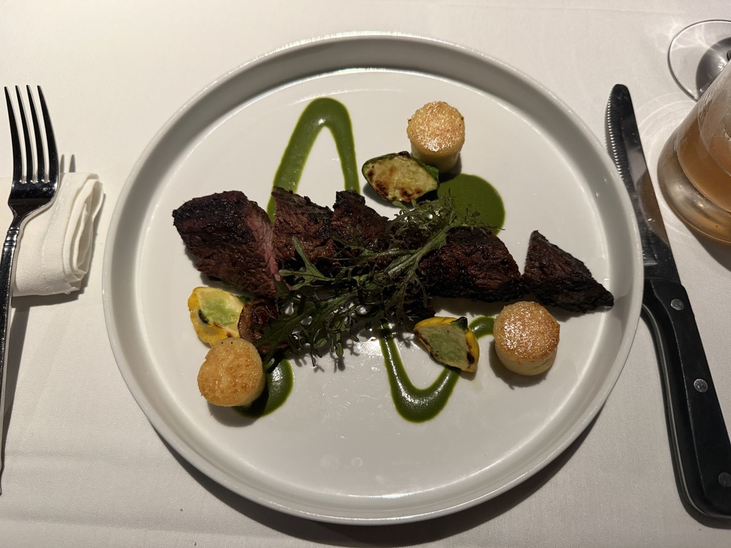 Grilled Bavette Steak with a salsa verde sauce for dinner.
